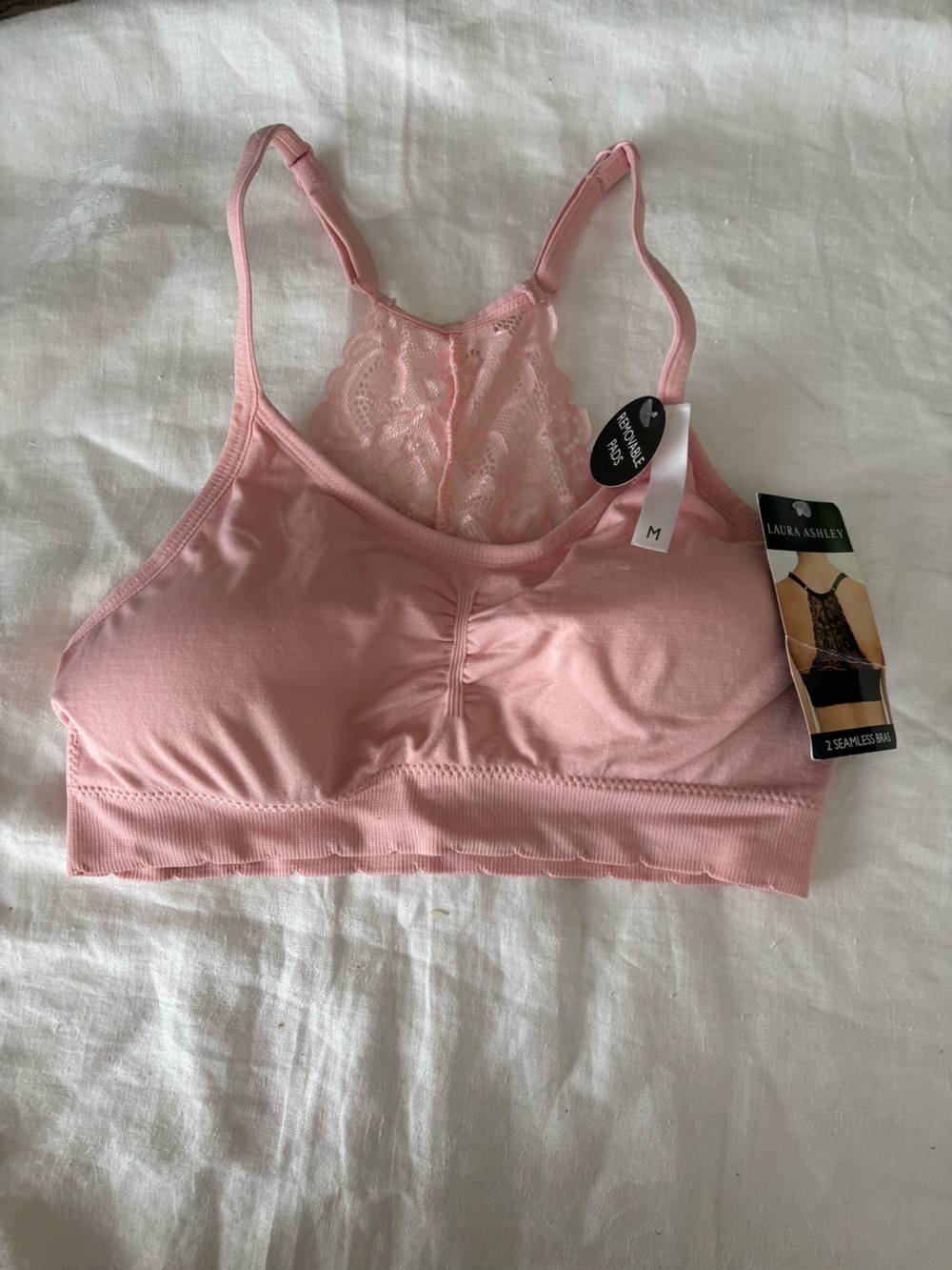 Rene Rofe Soft Pink Lace-Back Bralette